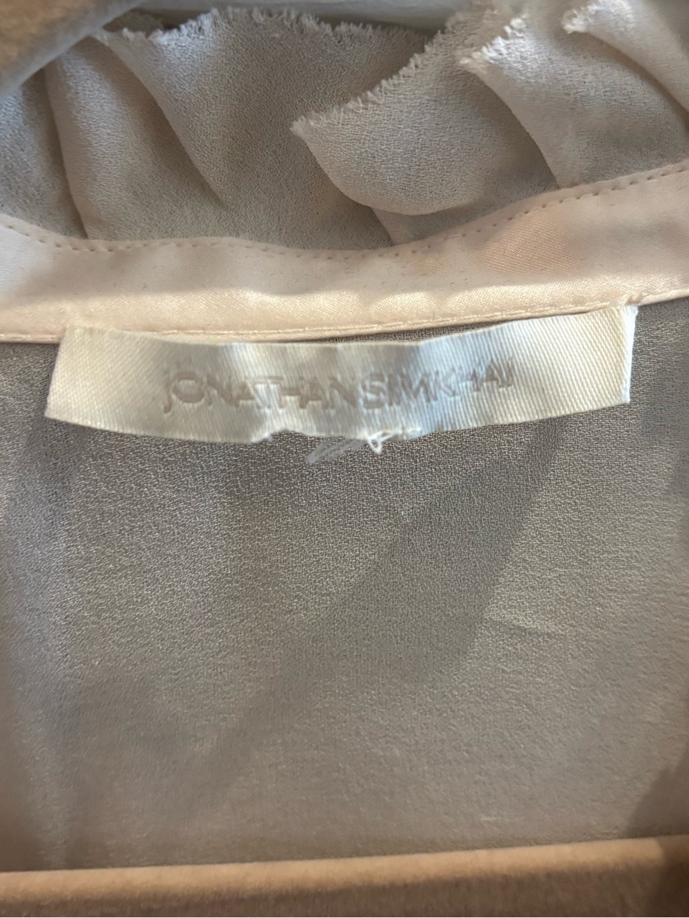 Jonathan Simkhai-Women's Cream Ruffle Button-Front Blouse - Picture 2 of 5